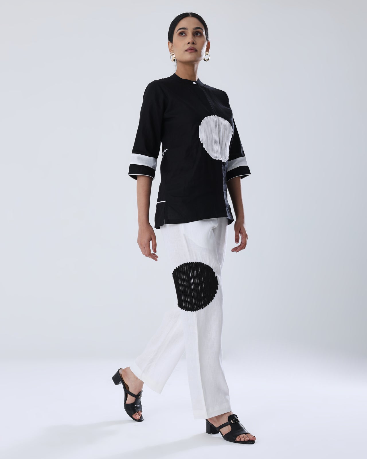 Black Top & White Pants Comet Co-ord