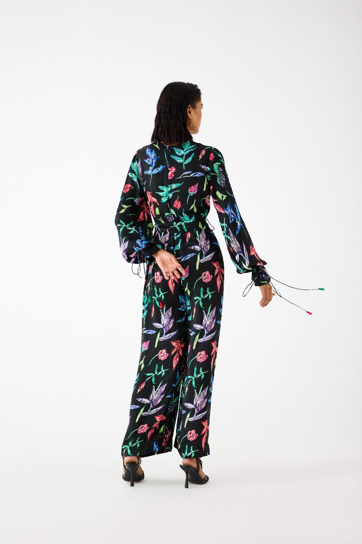 Black Botanica Jumpsuit back