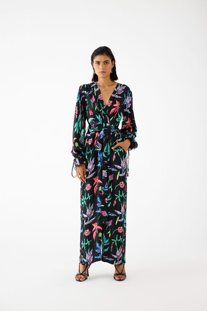 Black Botanica Jumpsuit front