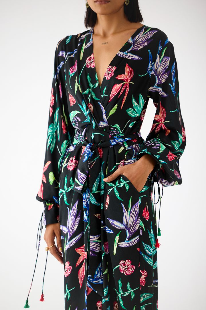 Black Botanica Jumpsuit front