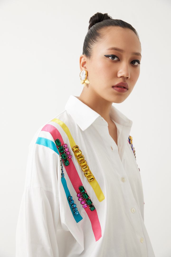 Poplin Embroidered Box Shirt