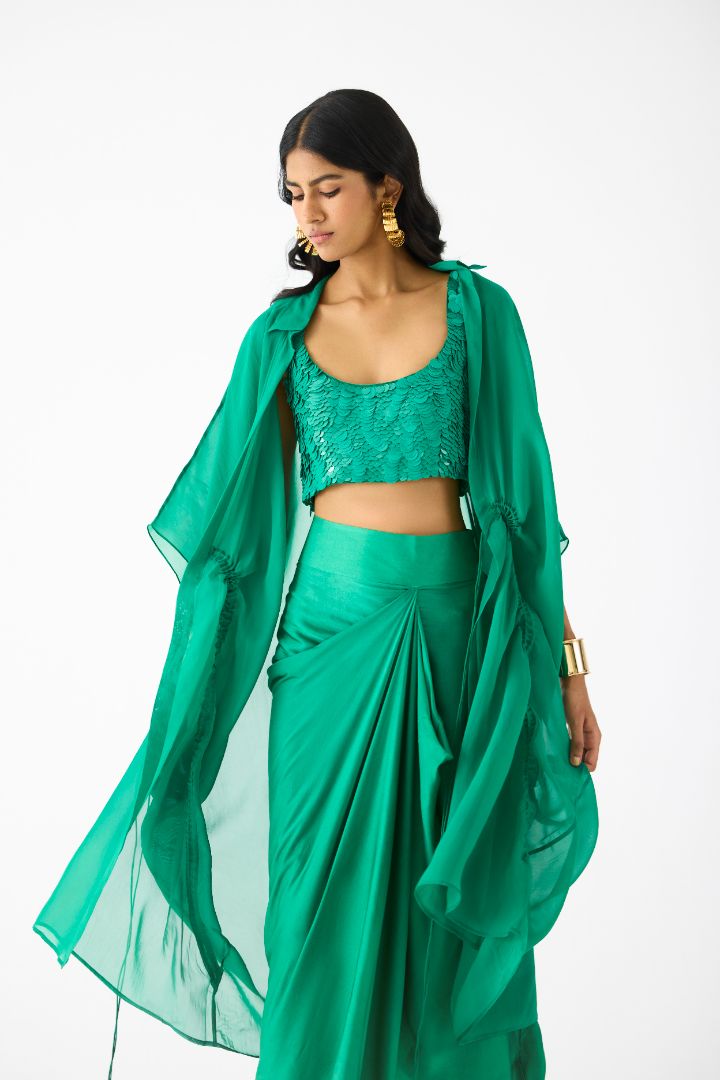 Emerald Organza Cape