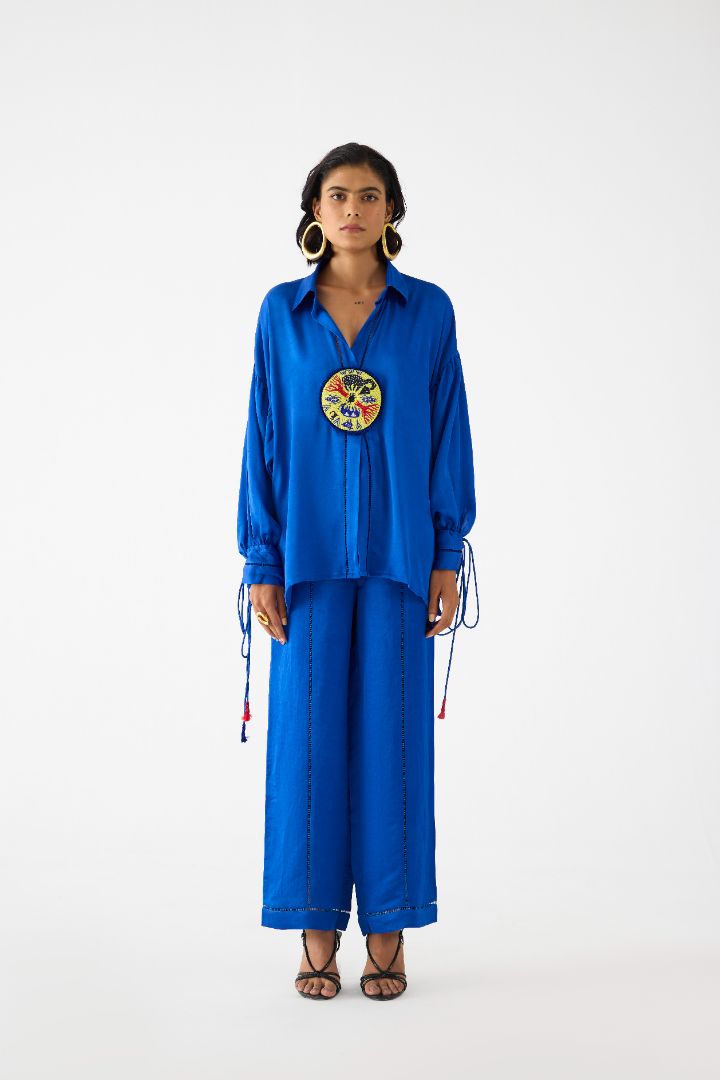 Zulu Linen Shirt and Pants Set - Blue