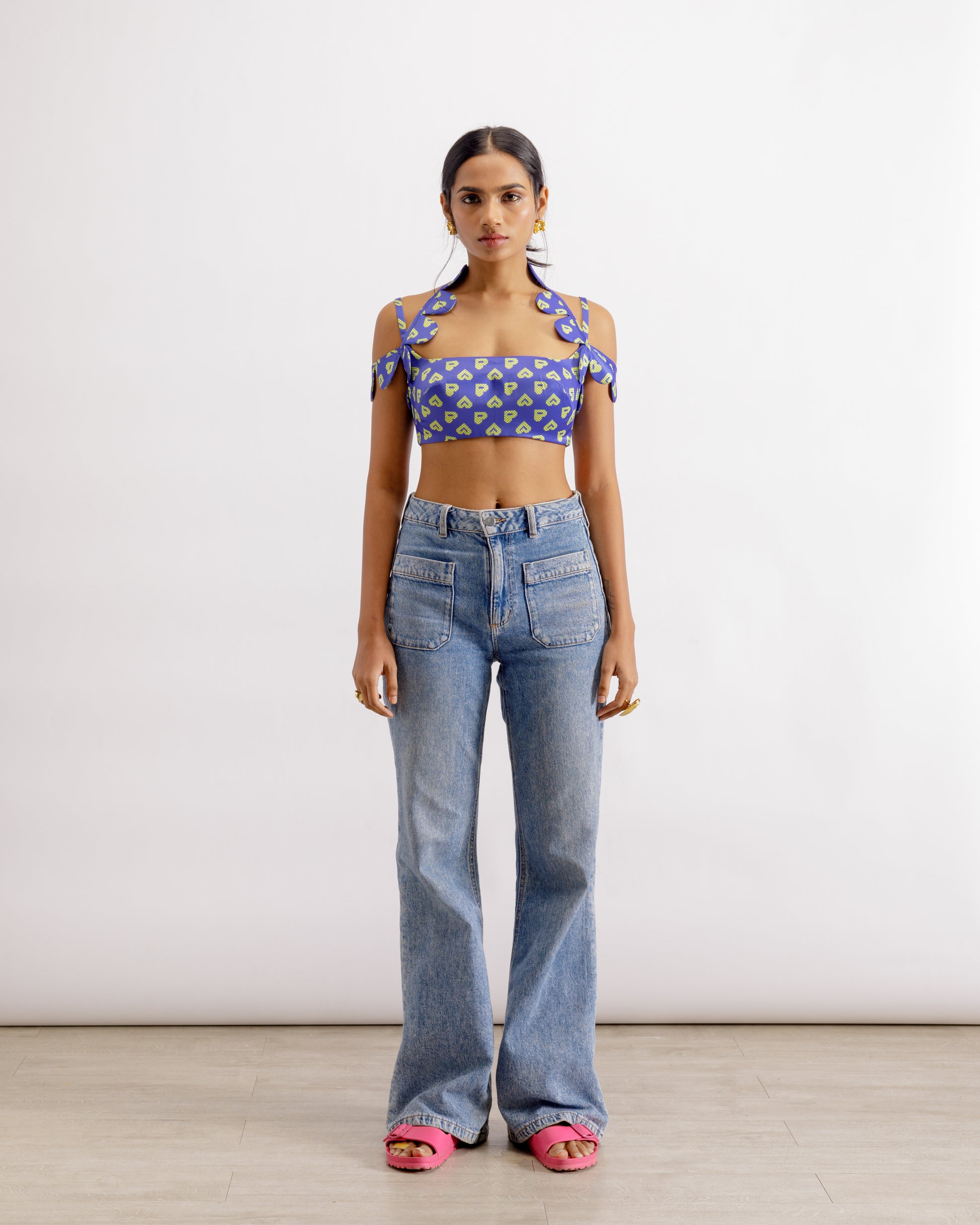 Satin Halterneck Crop Top | Scallop Bralette | PAIVE