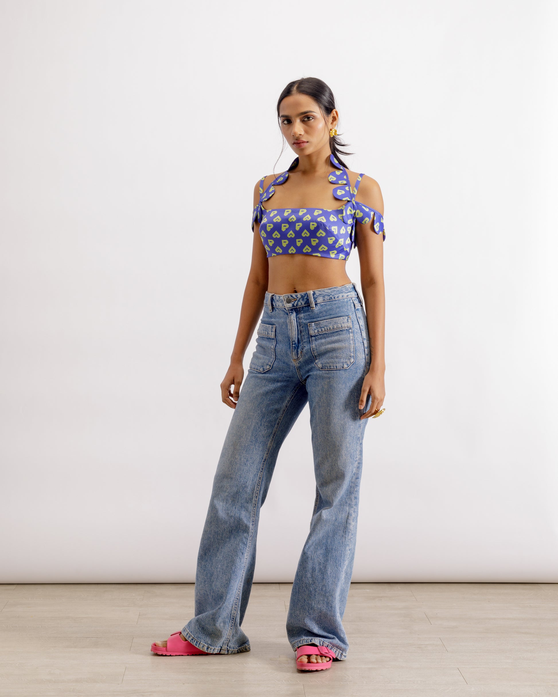 Satin Halterneck Crop Top | Scallop Bralette | PAIVE