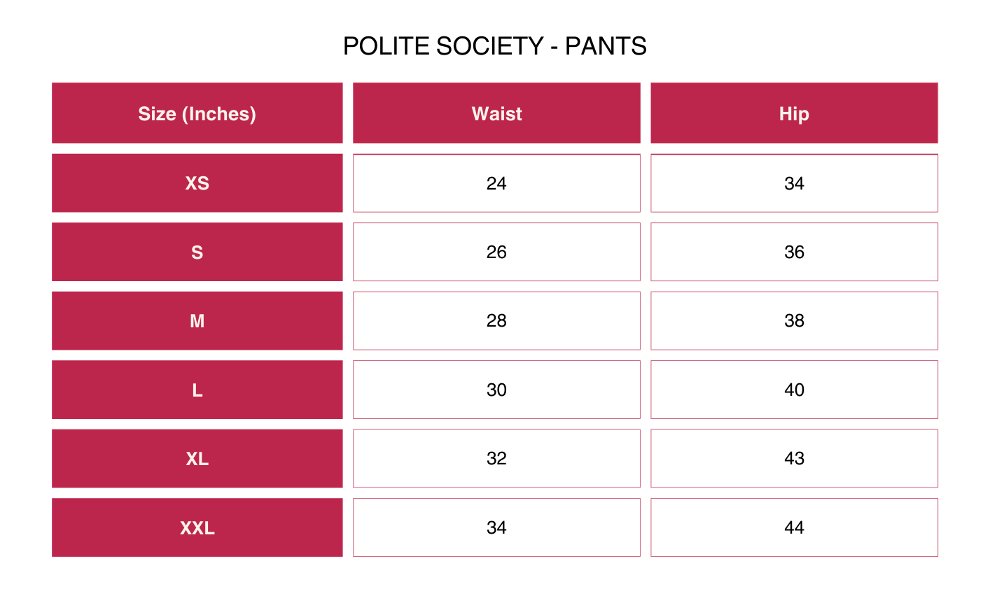 Size Chart