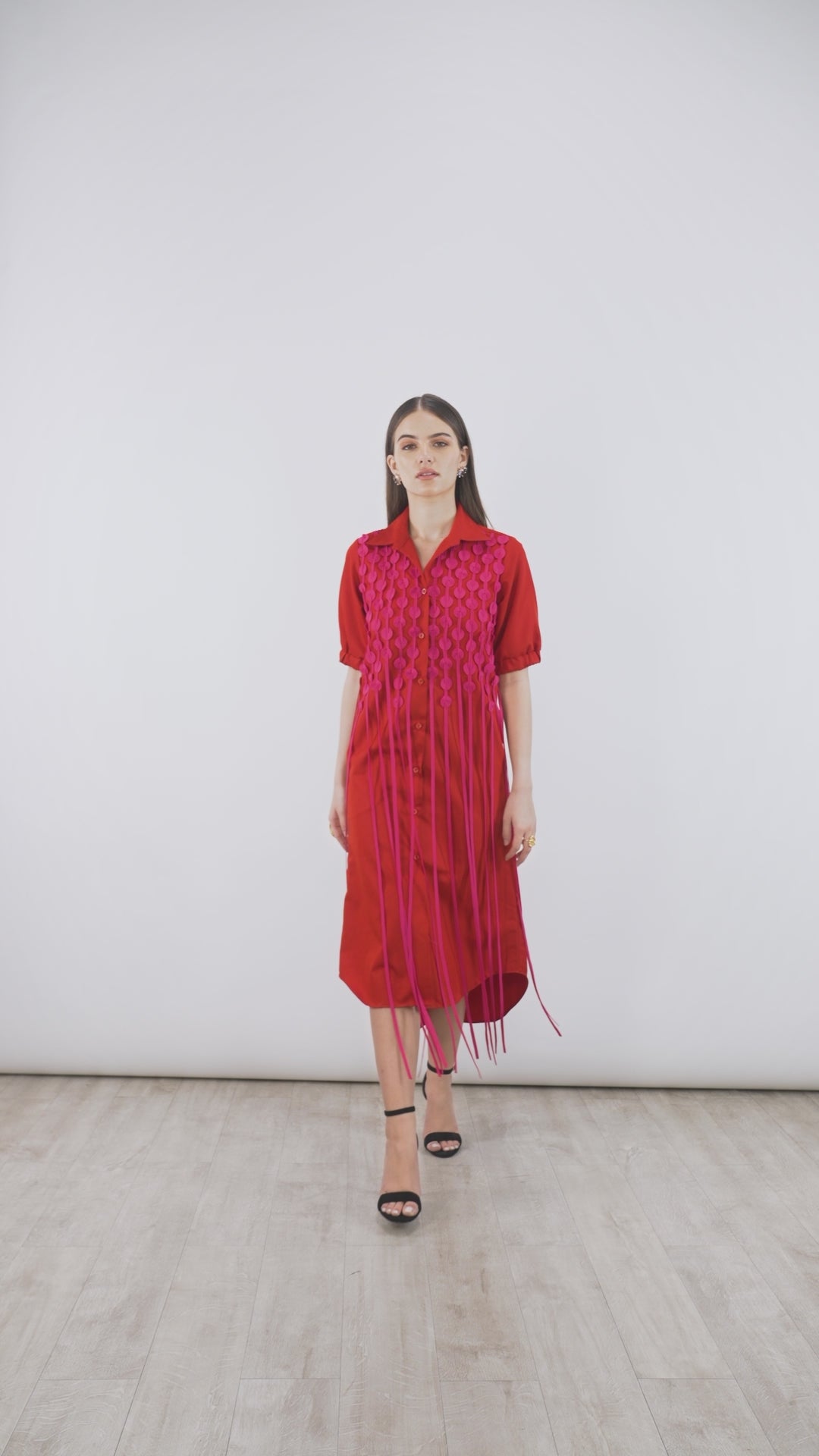 Orange Fringe Shirt Dress | Iris Fringe Shirt Dress | PAIVE