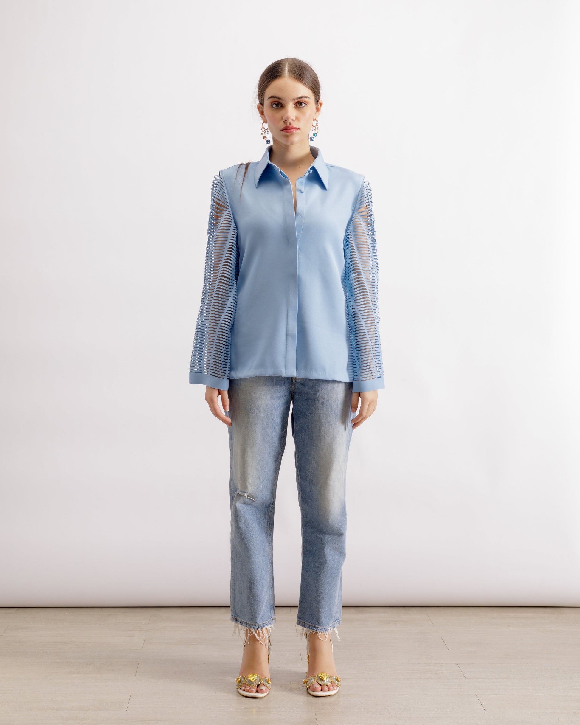 Swivelled Sleeves Women Shirt | Shirt with Swivelled Sleeves | PAIVE