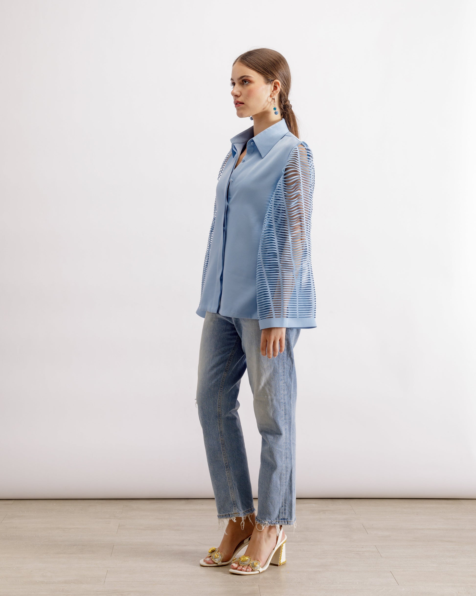 Swivelled Sleeves Women Shirt | Shirt with Swivelled Sleeves | PAIVE